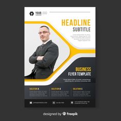 a business flyer template with an image of a man