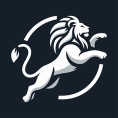 the lion logo on a black background is shown in this graphic style, it appears to be an emblem for a sports team