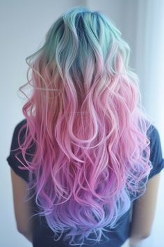 81+ Long Wavy Hairstyle Ideas Pastel Hair Aesthetic, Fantasy Hair Color Ideas, Hear Ideas, Gradient Pastel, Fantasy Hair Color, Rainbow Hair Color, Cute Hair Colors