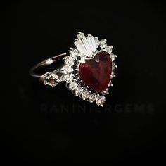 Dark Wedding Rings, Red Wedding Ring, Red Diamond Ring, Ruby Engagement Ring Vintage, Garnet Heart, Ring Halo, Antique Ring, Red Diamond, Diamond Anniversary