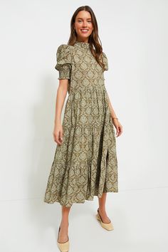 Moss Printed Bennett Maxi Dress Modest Floral Maxi Dress, Drop Waist Maxi Dress, Vibrant Florals, Tiered Midi Skirt, Defined Waist, Fall 24, Bold Patterns, Cocktail Attire, Current Styles