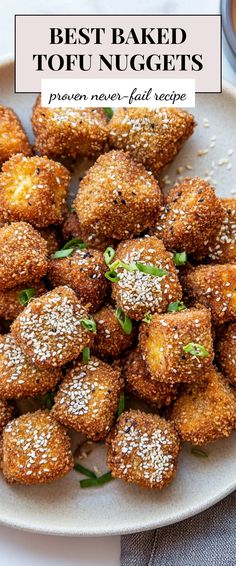 Image for Best Baked Tofu Nuggets Best Baked Tofu, Tofu Nuggets, Healthy Appetizer, Guilt Free Snacks, Baked Tofu, Bean Curd, Nut Milk, Tofu Recipes, Healthy Appetizers