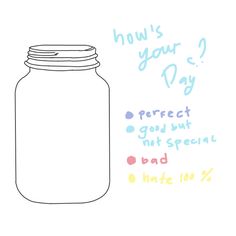 a drawing of a jar with the words how's your day written on it