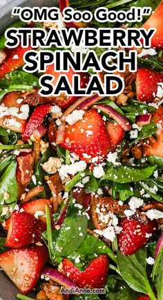 strawberry spinach salad with balsamic Summer Salad Recipes Strawberry, Spinach Salads Strawberry, Lettuce Salad With Strawberries, Spinach And Strawberry Salad Recipe, Apple Strawberry Salad, Crispy Salad Recipe, Spinach Salad With Warm Bacon Dressing, Spinach Recipes Salad, Spinach Strawberry Salad Recipes