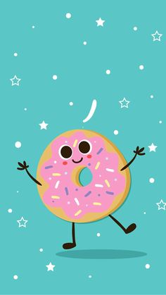 a cartoon donut with sprinkles and stars