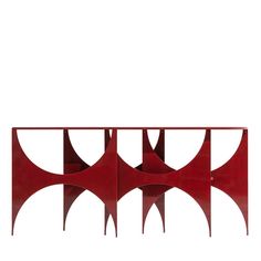 an art deco console table with three sections in the shape of abstract shapes, on white background