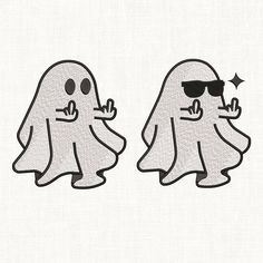 two ghost stickers with sunglasses on their faces