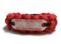 $16 FPIES Medical Alert Bracelet / Food Protein-Induced Enterocolitis Syndrome Allergy Free Snacks, Medical Alert Jewelry, Medical Alert Bracelet, Emt Paramedic, Medical Id Bracelets, Medic Alert Bracelets, Medical Bracelet