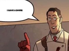 a cartoon man giving the thumbs up sign and saying i have a bomb on it