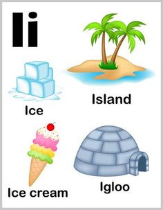 an ice cream, igloo, and palm tree are shown in this worksheet