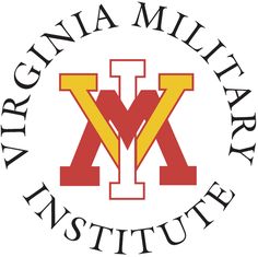 VMI Keydets Primary Logo (1985-Pres) - Yellow Red and White interlocked VMI with script, with the school name in a circle. SportsLogos.Net Institute Logo, School Logo, Arizona Logo, Logo Sticker, School Spirit, Scrapbook Paper Crafts, Eye Catching Colors