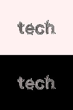 two different logos with the word tech in black and white, one is for an electronic device