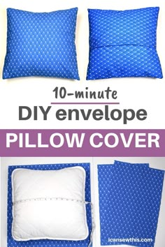 the instructions for how to make an easy diy envelope pillow cover with piping