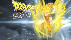 the dragon ball character is flying through the air with his arms out and yellow hair