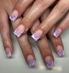 Abstract Short Nails, Mood 2024, Fly Nails, Nail Vibes, Euphoria Nails, Fab Nails, Acrylic Ideas, Simple Gel Nails, Purple Nail