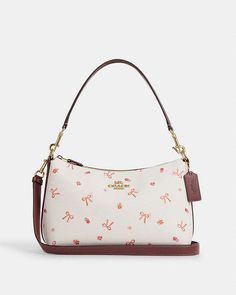 COACH® | Clara Shoulder Bag With Bow Print Coach Coquette Bag, Shoulder Coach Bag, Coach Ribbon Bag, Coach Bow Print Bag, Cute Shoulder Bags For School, Coach Bow Purse, Shoulder Purse Bag, Aesthetic Coach Bag, Coach Bow Bag