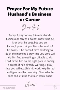 prayer for my future husband's business or career