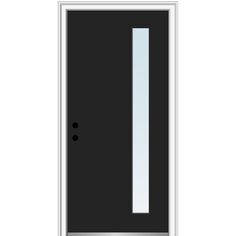 MMI Door 32 in. x 80 in. Viola Right-Hand Inswing 1-Lite Clear Low-E Painted Fiberglass Prehung Front Door on 4-9/16 in. Frame, Black Black Metal Front Door, Door Front View, Modern Front Doors, Mobile Home Doors, Single Front Door, Front Entry Door, Door Lock System, Modern Exterior Doors, Fiberglass Front Door