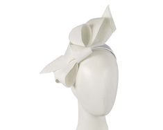 Off white bow fascinator from latest Max Alexander racing collection. Hand made from of PU braid and placed on the on the comfortable headband.   Designed in Australia  Renown Max Alexander brand  Comfortable headband Chic White Bow For Party, Summer Satin Bow Headband, Summer Bow Headband, Elegant Spring Hair Accessories With Decorative Bow, Spring Satin Bow Headband, White Bow For Spring Party, Summer Decorative Bow Headband, Adjustable Summer Headband With Satin Bow, Adjustable White Satin Bow