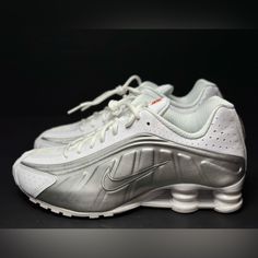 No Box Lid! Women’s Size 10 - Nike Shox R4 Shoes 'White Metallic Silver' Ar3565-101 Nike Shox R4, Nike Shox, Nike Shoes Women, Nike White, Shoes White, White Nikes, Shoes Women, White Silver, Nike Shoes