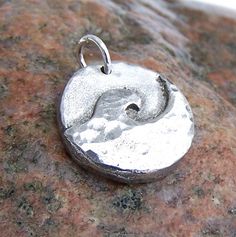 Little Ocean Wave Pendant or Charm Rustic Jewelry Surf by KDemARTe, $11.00 Wave Pendant, Wave Jewelry, Surf Apparel, Surf Jewelry, Mens Necklace Pendant, Gifts For Surfers, Silver Chain For Men, Silver Clay, Chain For Men