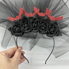 Stylish halloween headband in silver, red or black color bats - decorated with beautiful gentle flowers!! Flower are made from latex which is absolutely safety, not afraid of water, frost, sun and will never fade. You can ordered with veil or not! The veil has several layers of tulle. If you like it but you want to change something , maybe size or colors,just send me an email , let me know and i will do. PAY ATTENTION! -The colors of flowers may slightly differ from the one shown due to the different monitors settings. Red Headband Headpieces For Costumes, Red Headband For Costume, Red Headband For Halloween Party, Red Halloween Party Headband, Spooky Black Costume Hats And Headpieces For Party, Black Halloween Headpiece For Evening, Spooky Black Costume Accessories For Party, Black Halloween Evening Headpiece, Black Headpiece For Halloween Evening