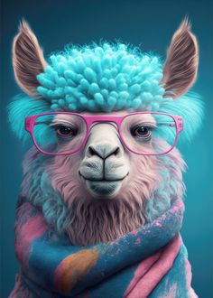 a llama wearing glasses and a scarf