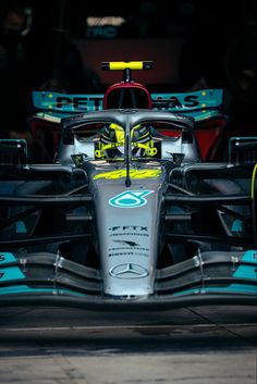 the front end of a racing car on display