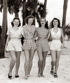 Vintage Playsuit, Four Women, Vintage Swimwear, 1950s Style, Vintage Swimsuits