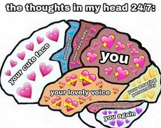 an image of a brain with the words you and two hearts on it's side