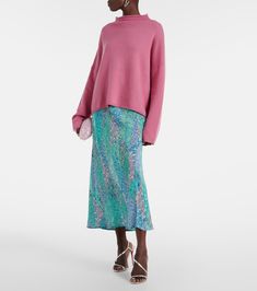 Silk Midi Length Maxi Skirt, Flowy Silk Maxi Skirt, Midi Length, Flowy Silk Midi Maxi Skirt, Relaxed Silk Midi Skirt, Flowy Silk Midi Skirt, Pink Relaxed Silk Skirt, Pink Silk Skirt With Relaxed Fit, Pink Relaxed Fit Silk Skirt, Multicolor Silk Flowy Skirt