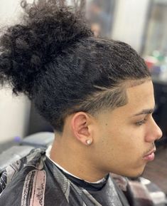 Fade Haircut Men's Long Hair, Long Curly Hair Haircuts Men, Tapered Hairline Curly Hair, Mid Taper Long Hair, Taper Fade Curly Hair Men Long, Long Hair Taper Fade For Men, Long Curly Hair Taper, Taper Fade Long Hair Men, Long Hair With Taper