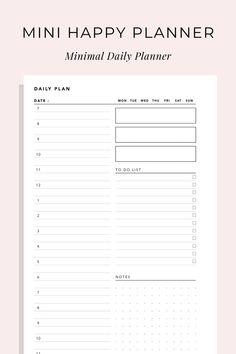 a printable planner with the words'mini happy planner '