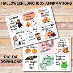 printable halloween lunchbox affirmations for kids to make their own cards