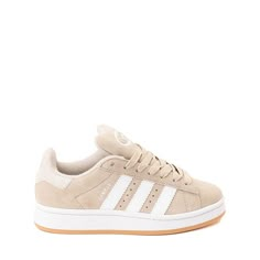 adidas Campus '00s Athletic Shoe - Big Kid - Wonder Beige / White / Gum Beige Campus 00s, Beige Campus, Fall Shoes 2024, Cute Running Shoes, Beige Adidas, Pretty Sneakers, Adidas Campus 00s, Trendy Shoes Sneakers