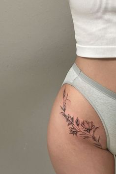 #CoolTattoos #TattooArt #InkMaster #TattooDesigns #InkedUp #TattooLovers #InkInspiration #TattooIdeas #CreativeInk #TattooStyle Floral Fine Line, Tattoo On Hip Bone, Pelvic Tattoos, Floral Hip Tattoo, Flower Hip Tattoos, Floral Thigh Tattoos, Hip Thigh Tattoos, Hip Tattoos Women, Spine Tattoos For Women