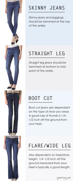 A Complete Guide on How to Hem Jeans - Proper Length Yes Missy Hemming Jeans, Fashion Infographic, Original Hem, Look Office, Mode Tips, Fashion Dictionary, Types Of Jeans, Fashion Vocabulary, Hem Jeans