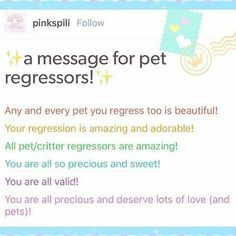 a message for pet regiesors is shown in this screenshot from the pinkpii app