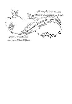 a black and white drawing of a feather with the words papa written in spanish on it