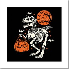 a skeleton is holding a jack o lantern