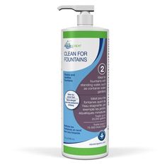 a bottle of clean for fountains on a white background with clipping to the side