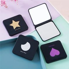 Small Mirror Carry Cute Mini Makeup Mirror Double-sided Portable Dressing Mirror Student Hand-held Folding Mirrors Female Star Carry On Makeup, Portable Mirror, Mirror Box, Handheld Mirror, Mini Makeup, Cosmetic Mirror