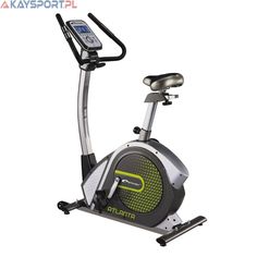 an exercise bike is shown with the electronic display on it's armrests