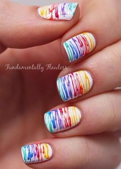 Stripped Nails, Nails Easy, Blue Nail, Cool Nails, Pretty Nail Art, Rainbow Nails, Nail Polish Designs, Nails And Makeup