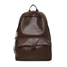 UAKISS - Fashionable PU Leather Unisex Backpack Classic Monochrome Couple Style Trendy Outdoor Commuter Bag Student Schoolbag Large Capacity Leather Bag For Students, Solid Leather School Bag, Faux Leather School Backpack, Large Capacity Leather Backpack In Solid Color, Large Capacity Solid Leather Backpack, Modern Faux Leather Backpack For School, Faux Leather Standard Backpack For Daily Use, Daily Use Faux Leather Standard Backpack, Modern Faux Leather School Backpack