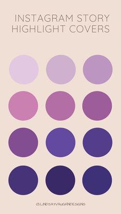 the instagram story highlight covers in purple and pink