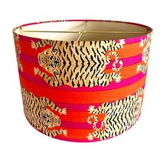 Katherine / Pink & Orange Striped Tiger Drum Lamp Shade Tiger Lamp, Diy Chinoiserie, Evergreen House, Colorful Lamp, Colorful Lamp Shades, Decor Images, Painting Lamp Shades, Drum Lamp Shade