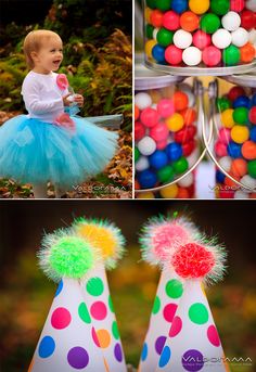 a collage of photos with different types of birthday hats