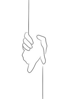 one line drawing of two hands holding on to a pole with the other hand reaching out