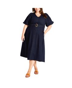 in stock Chic Plus Size, Plus Size Denim, City Chic, Chic Woman, Dark Denim, Denim Women, Midi Dress, Buy Online, Plus Size